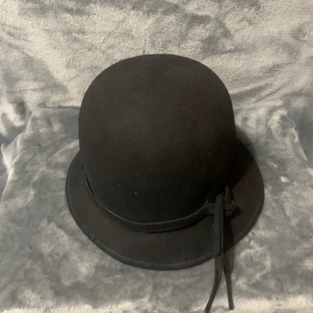 Croft & Barrow Women's Black Wool Cloche Bucket Hat with Tie Detail Vintage - Picture 7 of 10